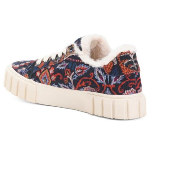 NEW Farm Rio Sneakers Ainika Floral Platform Faux Fur Lined Tennis Shoe Size 7.5 - Picture 3 of 9